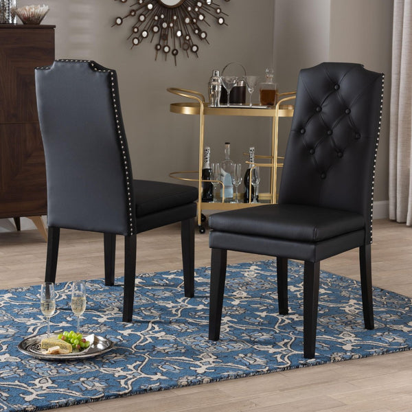 Baxton Studio Baxton Studio Dylin Modern Dining Chair Set - Elegant Faux Leather with Nailhead Trim for Comfort Black BBT5158-Black