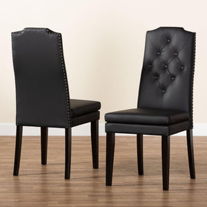 Baxton Studio Baxton Studio Dylin Modern Dining Chair Set - Elegant Faux Leather with Nailhead Trim for Comfort Black BBT5158-Black