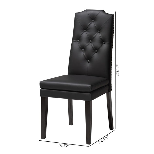 Baxton Studio Baxton Studio Dylin Modern Dining Chair Set - Elegant Faux Leather with Nailhead Trim for Comfort Black BBT5158-Black
