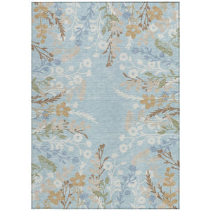 HomeRoots 8' X 10' Sky Blue Floral Indoor Outdoor Area Rug – Durable, Washable, Stain-Resistant Charm for Any Space 659901
