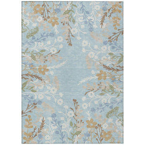 HomeRoots 10' Elegant Sky Blue and Ivory Floral Washable Area Rug - Perfect for Indoor and Outdoor Spaces! 659903