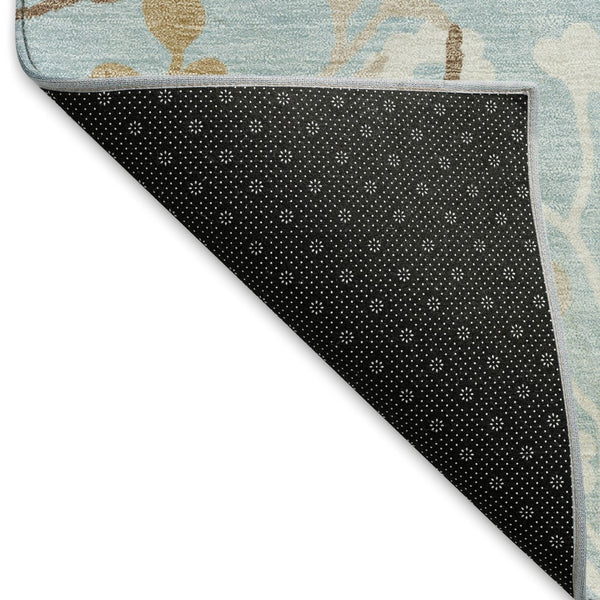 HomeRoots 10' Elegant Sky Blue and Ivory Floral Washable Area Rug - Perfect for Indoor and Outdoor Spaces! 659903