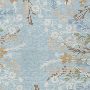 HomeRoots 10' Elegant Sky Blue and Ivory Floral Washable Area Rug - Perfect for Indoor and Outdoor Spaces! 659903