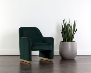 Sunpan Jaime Lounge Chair - Elegant Upholstered Seating with Gold Stainless Steel Base for Stylish Spaces Meg Dark Emerald