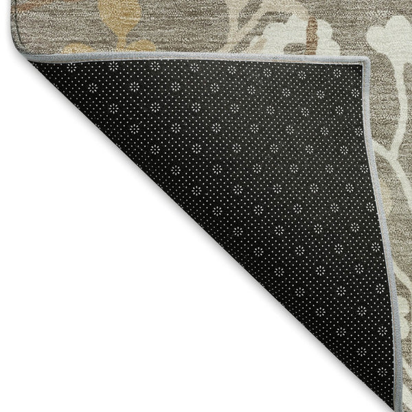 HomeRoots 5' Indoor Outdoor Area Rug - Taupe Green Ivory Floral Design, Washable, Durable for All Spaces 659905