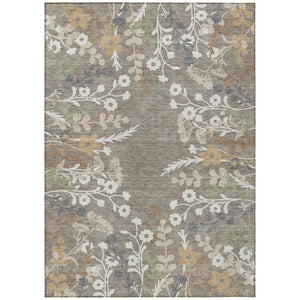 HomeRoots 9' X 12' Beautiful Taupe Green Floral Area Rug - Washable, Durable, Indoor/Outdoor Use for All Spaces 659908