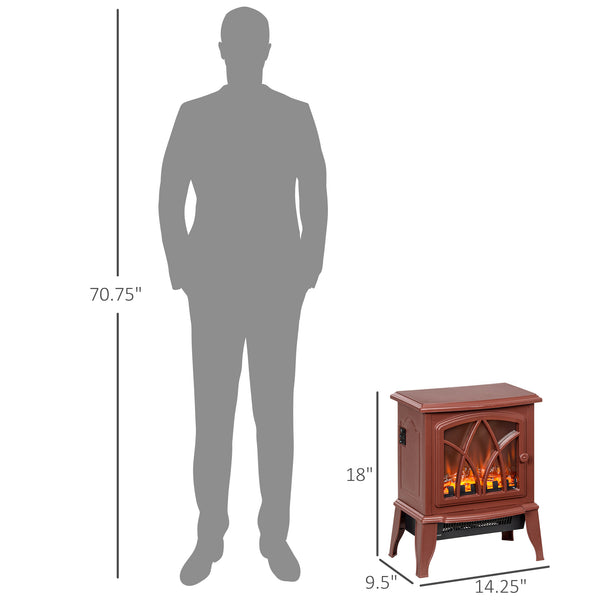 English Elm Homcom Electric Fireplace Stove - 18" Portable Heater With Realistic Flames, Safety Features & Style W2225P249838