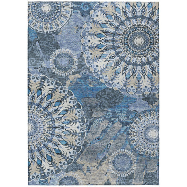 HomeRoots 8' X 10' Blue Ivory Beige Paisley Indoor Outdoor Area Rug - Durable, Washable, Stylish & Versatile! 659913