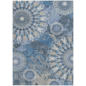 HomeRoots 8' X 10' Blue Ivory Beige Paisley Indoor Outdoor Area Rug - Durable, Washable, Stylish & Versatile! 659913