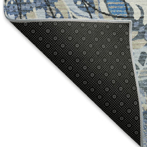 HomeRoots 9' X 12' Washable Paisley Area Rug in Blue, Ivory & Beige - Ideal for Indoor & Outdoor Spaces! 659914