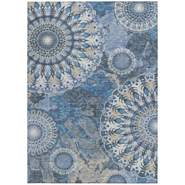 HomeRoots 10' Blue Ivory Beige Paisley Washable Area Rug - Durable, Stylish, Indoor/Outdoor Comfort & Easy Care 659915