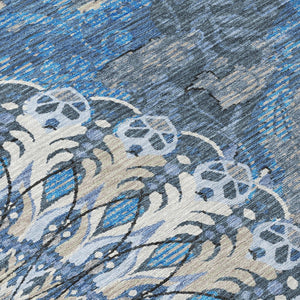 HomeRoots 10' Blue Ivory Beige Paisley Washable Area Rug - Durable, Stylish, Indoor/Outdoor Comfort & Easy Care 659915