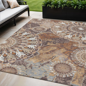 HomeRoots 5' Copper Ivory Khaki Paisley Area Rug – Washable, Durable for Indoor/Outdoor Comfort & Style 659917