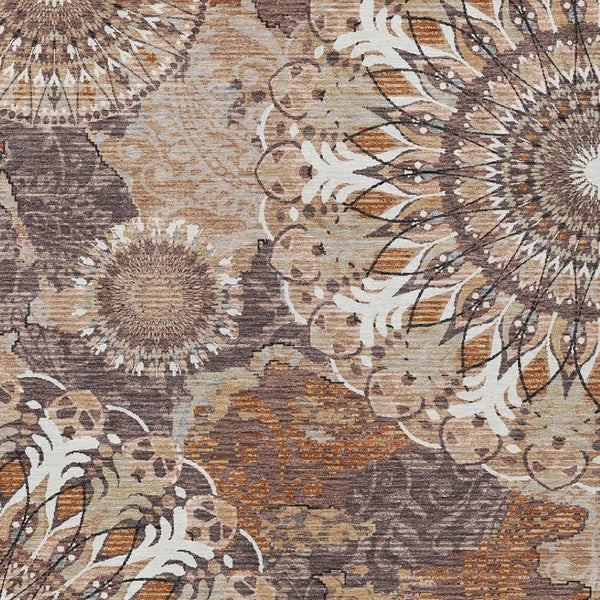 HomeRoots 5' Copper Ivory Khaki Paisley Area Rug – Washable, Durable for Indoor/Outdoor Comfort & Style 659917