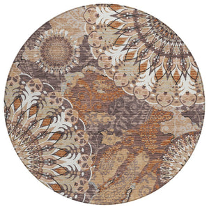 HomeRoots 8' Copper Paisley Indoor Outdoor Rug - Stylish, Washable, Durable for High-Traffic Areas, Versatile Use 659918