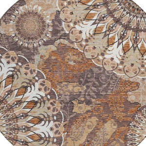 HomeRoots 8' Copper Paisley Indoor Outdoor Rug - Stylish, Washable, Durable for High-Traffic Areas, Versatile Use 659918