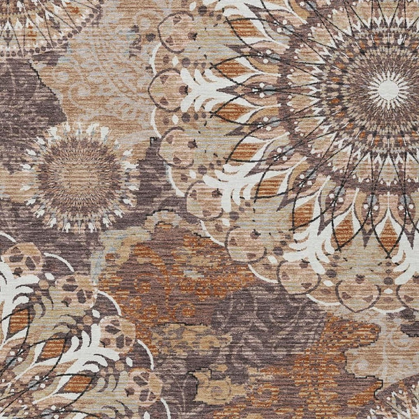HomeRoots 8' X 10' Elegant Copper Ivory Khaki Paisley Washable Rug - Perfect for Indoor & Outdoor Spaces! 659919