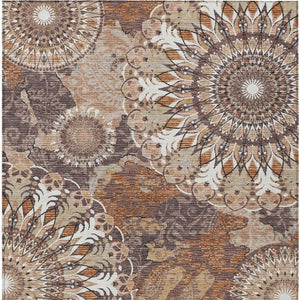 HomeRoots 9' Indoor Outdoor Copper Ivory Khaki Paisley Area Rug – Stylish, Washable & Stain-Resistant Design 659920