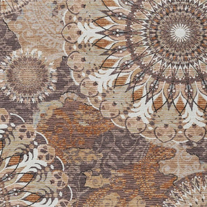 HomeRoots 9' Indoor Outdoor Copper Ivory Khaki Paisley Area Rug – Stylish, Washable & Stain-Resistant Design 659920