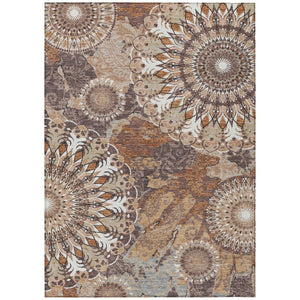 HomeRoots 10' Copper Ivory Khaki Paisley Area Rug - Washable Indoor/Outdoor, Durable & Stylish for Every Space 659921