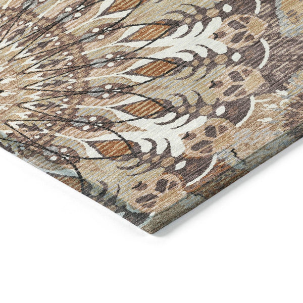 HomeRoots 10' Copper Ivory Khaki Paisley Area Rug - Washable Indoor/Outdoor, Durable & Stylish for Every Space 659921