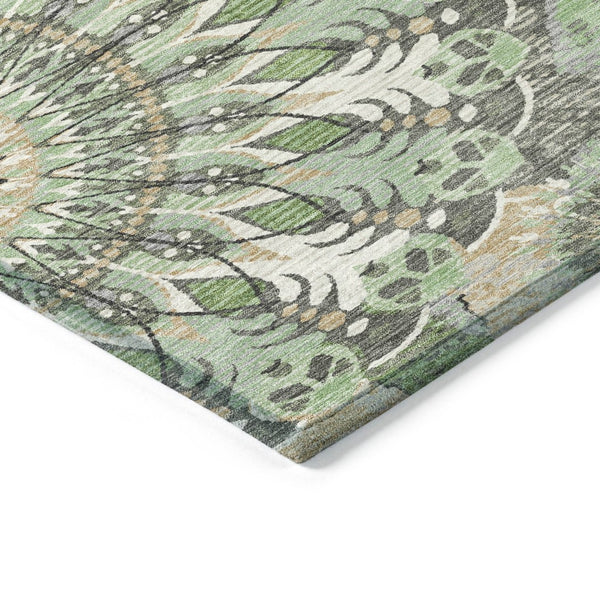 HomeRoots 10' Elegant Green Ivory Gold Paisley Washable Area Rug for Indoor & Outdoor Spaces – Durable & Stylish 659927