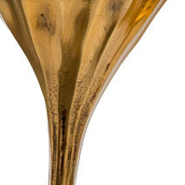 HomeRoots Set of Two Antiqued Gold Aluminum Candle Holders – Elegant Wavy Design for Chic Home Decor & Gifts 659940
