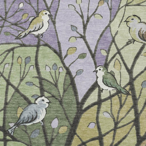 HomeRoots 8' X 10' Washable Botanical Area Rug in Artichoke Green, Wheat & Lavender - Versatile Indoor/Outdoor Use 659944