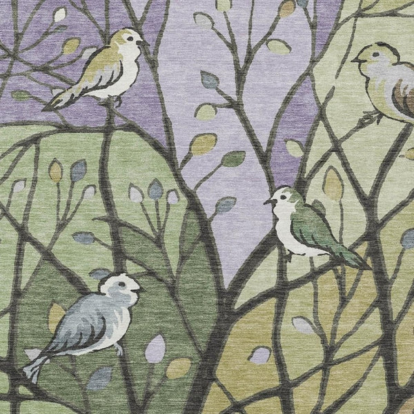 HomeRoots 8' X 10' Washable Botanical Area Rug in Artichoke Green, Wheat & Lavender - Versatile Indoor/Outdoor Use 659944