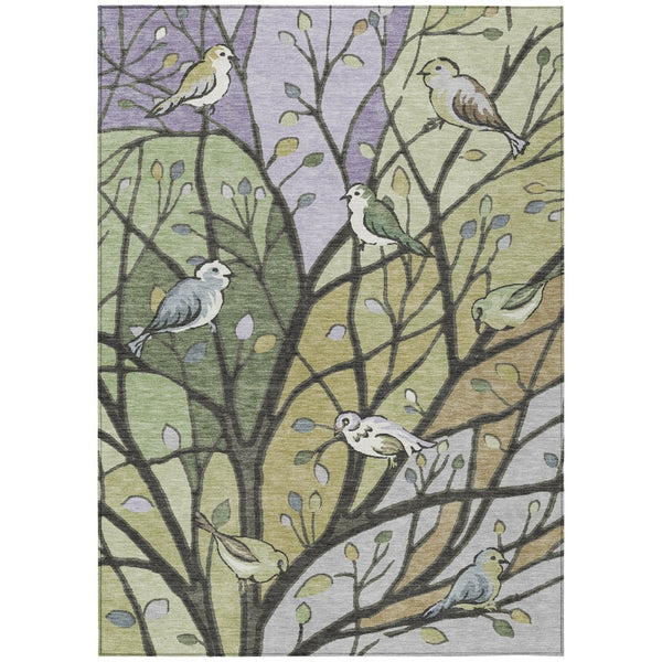 HomeRoots 10' Artichoke Green Washable Area Rug with Botanical Leaves for Indoor & Outdoor Living Spaces 659946