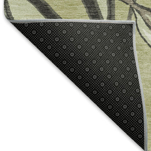 HomeRoots 10' Artichoke Green Washable Area Rug with Botanical Leaves for Indoor & Outdoor Living Spaces 659946