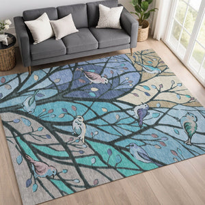 HomeRoots 8' X 10' Botanical Leaves Area Rug - Stylish, Washable, Durable Indoor/Outdoor Rug for Any Space 659956