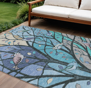 HomeRoots 9' Indoor Outdoor Washable Botanical Leaves Area Rug - Durable, Stylish, and Versatile for Any Space 659957