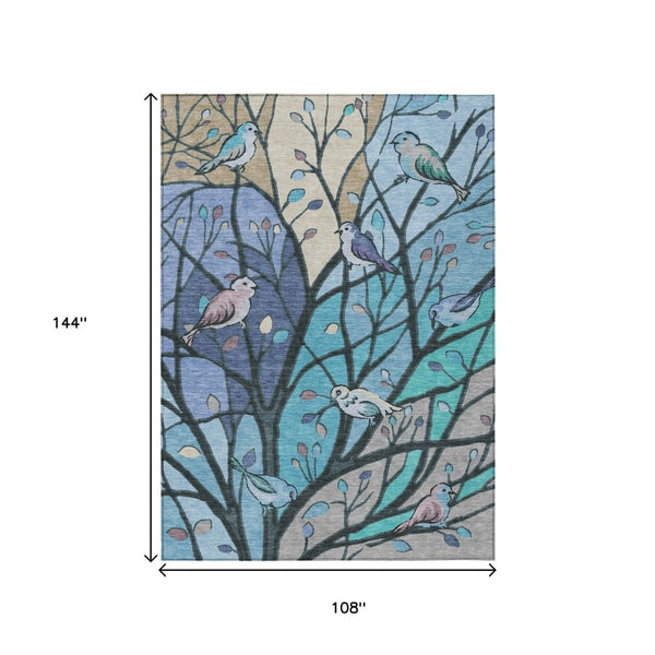 HomeRoots 9' Indoor Outdoor Washable Botanical Leaves Area Rug - Durable, Stylish, and Versatile for Any Space 659957