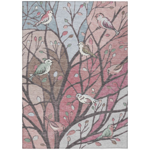 HomeRoots 10' Blush Blue & Brown Botanical Leaves Washable Rug - Durable Indoor/Outdoor Style for Every Space 659964