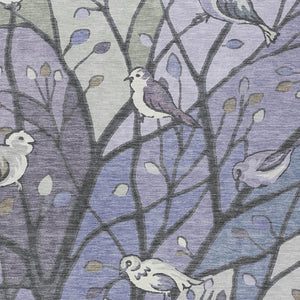 HomeRoots 8' Washable Indoor Outdoor Area Rug in Botanical Leaves Design – Purple, Blue & Sage Colors, Durable! 659974