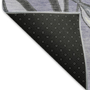 HomeRoots 8' Washable Indoor Outdoor Area Rug in Botanical Leaves Design – Purple, Blue & Sage Colors, Durable! 659974