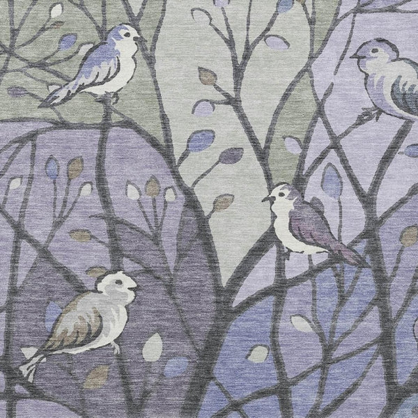 HomeRoots 10' Vibrant Purple, Blue & Sage Botanical Area Rug - Washable, Durable for Indoor & Outdoor Use 659976