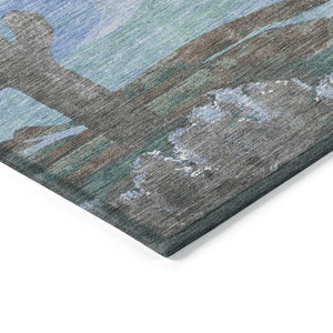 HomeRoots 10' Brown, Blue & Taupe Cactus Washable Area Rug – Durable, Stylish Indoor/Outdoor Decor for Homes 659982