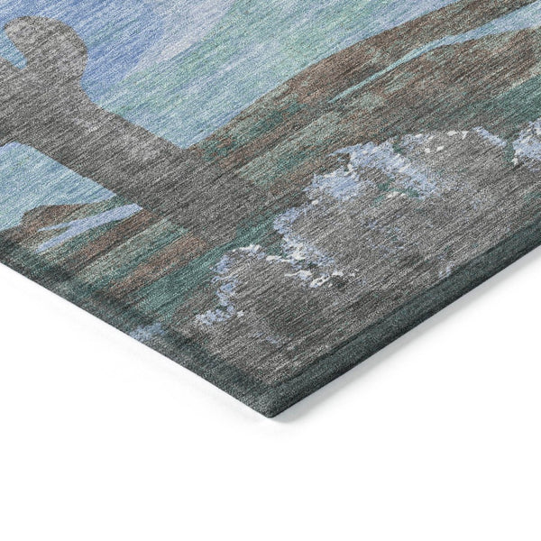 HomeRoots 10' Brown, Blue & Taupe Cactus Washable Area Rug – Durable, Stylish Indoor/Outdoor Decor for Homes 659982