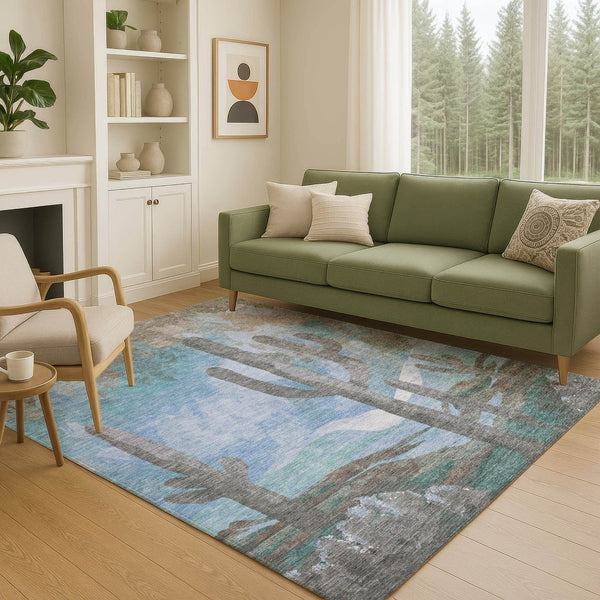 HomeRoots 10' Brown, Blue & Taupe Cactus Washable Area Rug – Durable, Stylish Indoor/Outdoor Decor for Homes 659982