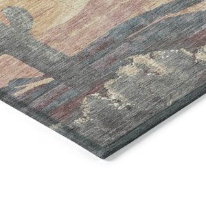 HomeRoots 9' X 12' Cactus Area Rug in Copper, Blue & Wheat – Stylish, Washable, Durable for Indoor & Outdoor Use 659987