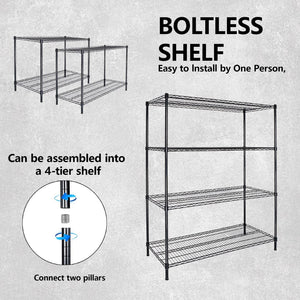 English Elm 55.5" Wide 4 Tier Rolling Wire Shelving Unit Heavy Gauge Steel Garage Storage W2932P373621