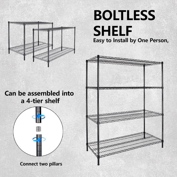 English Elm 55.5" Wide 4 Tier Rolling Wire Shelving Unit Heavy Gauge Steel Garage Storage W2932P373621