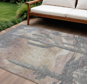 HomeRoots 8' X 10' Cactus-Print Area Rug - Durable, Washable, Versatile Indoor & Outdoor Decor for Any Space 659992