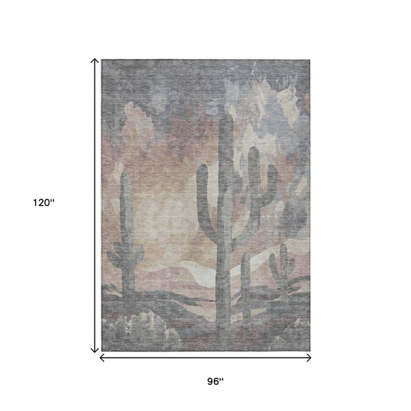 HomeRoots 8' X 10' Cactus-Print Area Rug - Durable, Washable, Versatile Indoor & Outdoor Decor for Any Space 659992