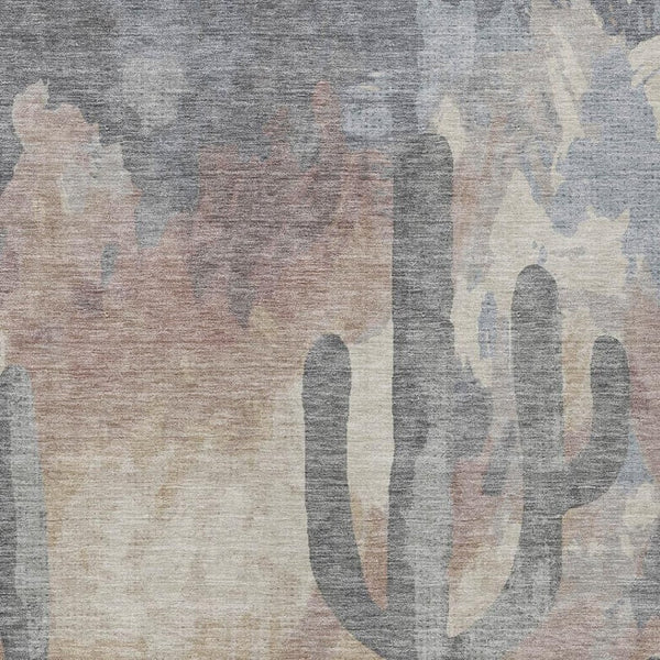HomeRoots 9' X 12' Stylish Washable Indoor/Outdoor Area Rug with Desert-Inspired Cactus Design - Easy Care! 659993