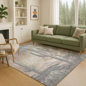 HomeRoots 9' X 12' Stylish Washable Indoor/Outdoor Area Rug with Desert-Inspired Cactus Design - Easy Care! 659993