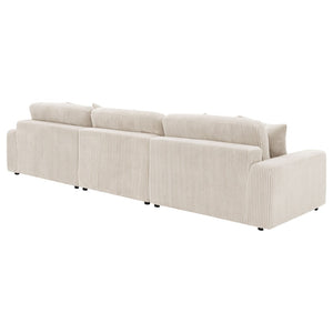 English Elm Cassidy Three Piece Corduroy Sectional with Lounge Unit for Cozy Living Spaces B062S01421