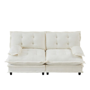 English Elm 77 Inch Chenille Cloud Loveseat Modular Deep Seat Sofa for Living Room or Apartment Beige W714S01674